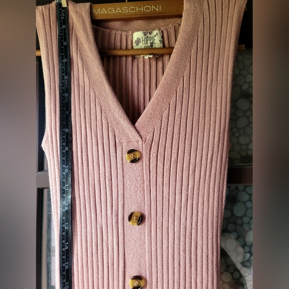 Hippie Rose Pink Button Down Stretchy Sleeveless Body Con Dress Sz Small - Picture 4 of 8